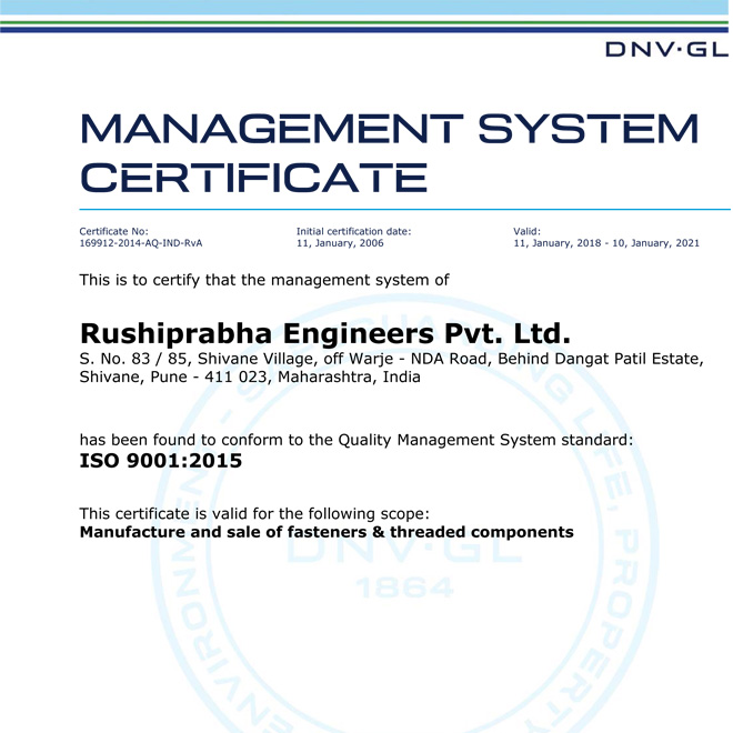 Rushiprabha Engineers Pvt. Ltd. Certification