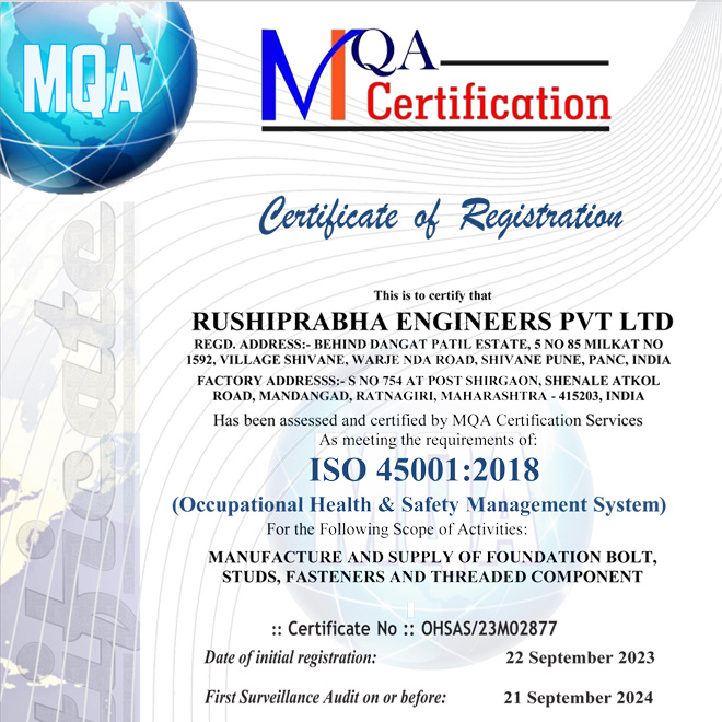Rushiprabha Engineers Pvt. Ltd. Certification